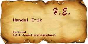 Handel Erik névjegykártya